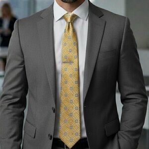 Tommy Hilfiger Yellow Blue Silk Tie